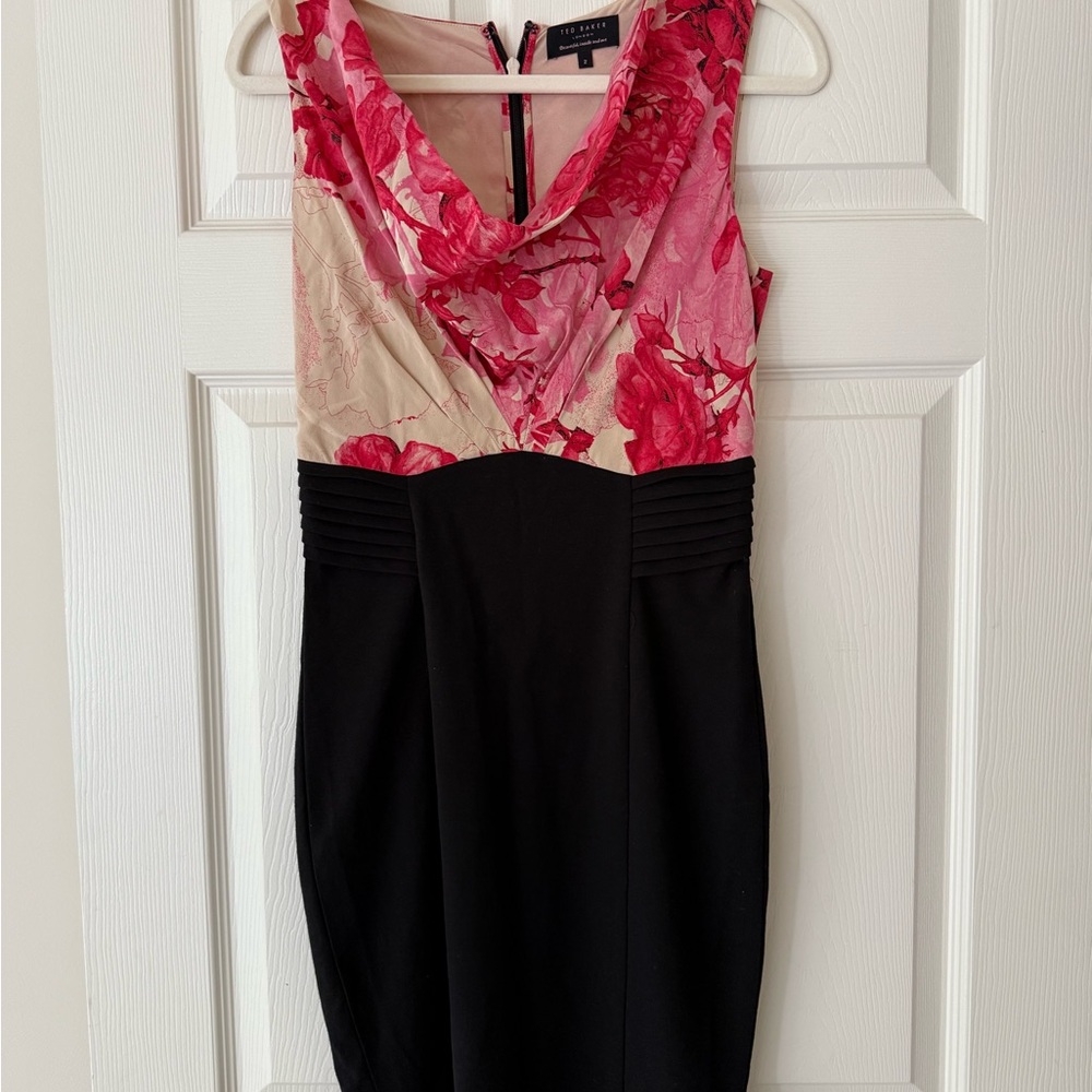 Ted Baker Cream Sheath Dress V-neck Sleeveless